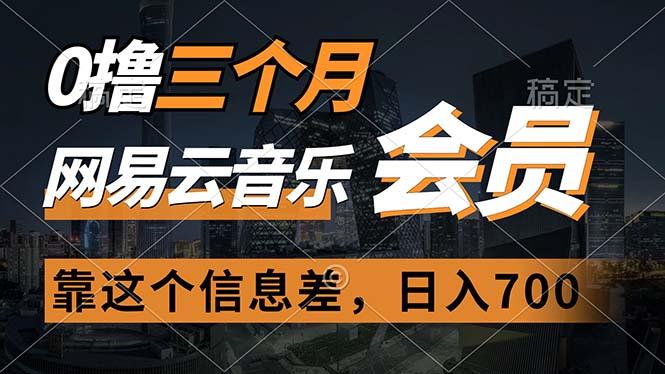 0撸三个月网易云音乐会员，靠这个信息差一天赚700，月入2w-资源宝库