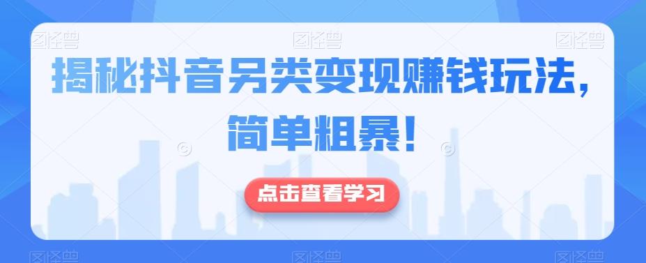 揭秘抖音另类变现赚钱玩法，简单粗暴！-资源宝库