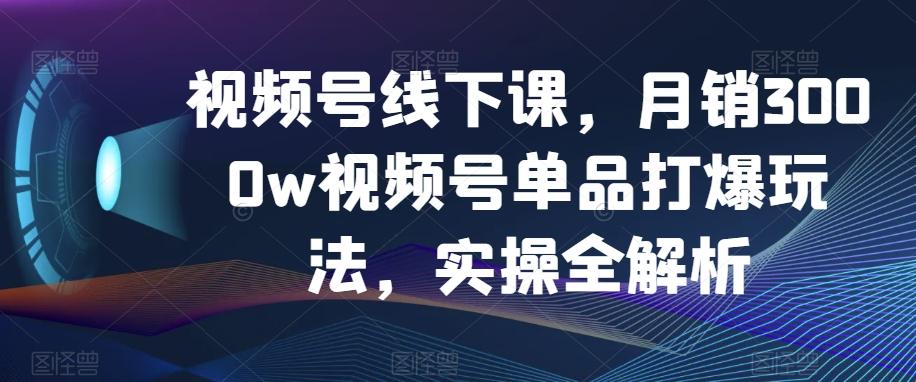 视频号线下课，月销3000w视频号单品打爆玩法，实操全解析-资源宝库
