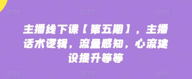 主播线下课【第五期】，主播话术逻辑，流量感知，心流建设提升等等-资源宝库