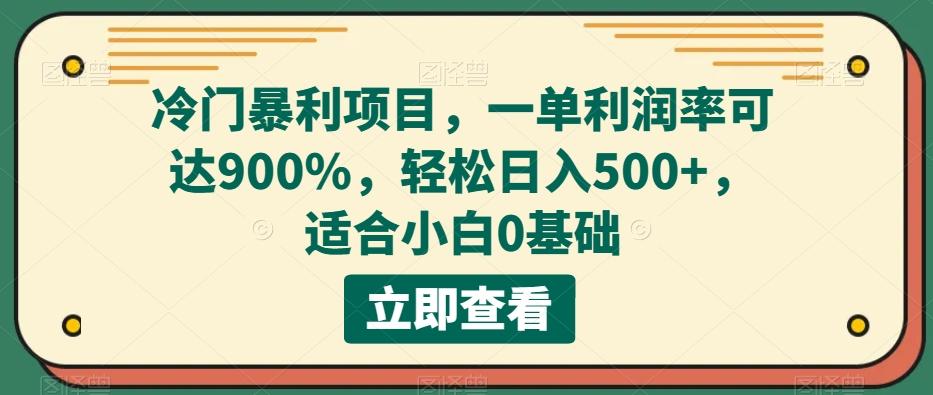 冷门暴利项目，一单利润率可达900%，轻松日入500+，适合小白0基础-资源宝库