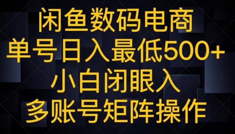 闲鱼数码电商，单号日入最低500+，小白闭眼入，多账号矩阵操作-资源宝库
