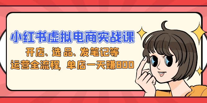 小红书虚拟电商实战课：开店、选品、发笔记等运营全流程，单店一天赚800-资源宝库