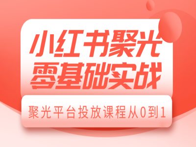 小红书聚光零基础实战,聚光平台投放课程从0到1-资源宝库