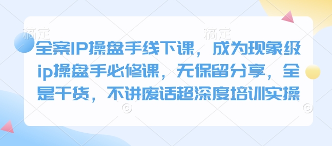 全案IP操盘手线下课，成为现象级ip操盘手必修课，无保留分享，全是干货，不讲废话超深度培训实操-资源宝库