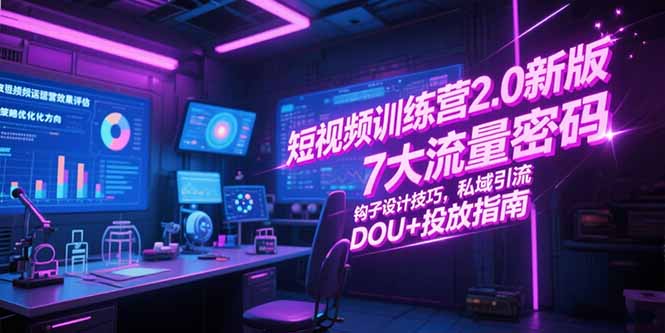 短视频训练营2.0新版，7大流量密码/钩子设计技巧/私域引流/DOU+投放指南-资源宝库