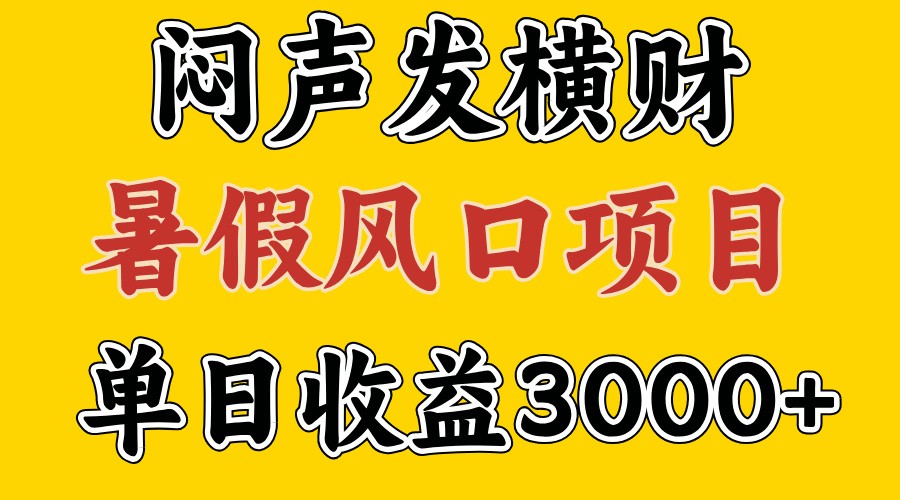 30天赚了7.5W 暑假风口项目，比较好学，2天左右上手-资源宝库