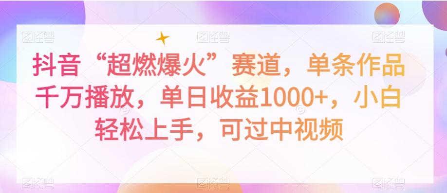 抖音“超燃爆火”赛道，单条作品千万播放，单日收益1000+，小白轻松上手，可过中视频【揭秘】-资源宝库