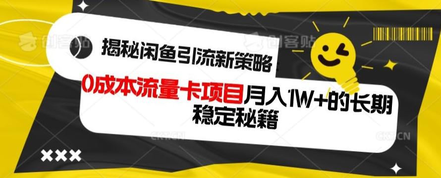 揭秘闲鱼引流新策略：0成本流量卡项目，月入1W+的长期稳定秘籍-资源宝库