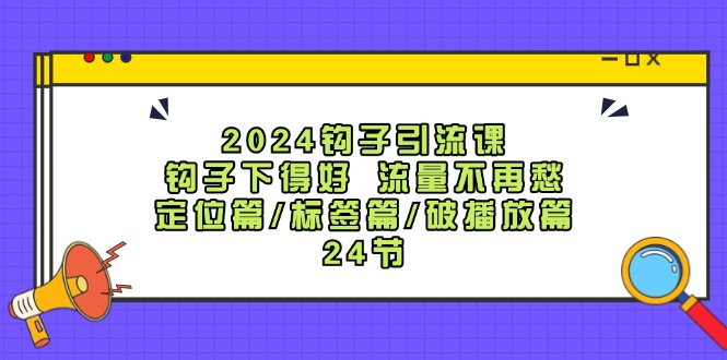2024钩子引流课：钩子下得好流量不再愁，定位篇/标签篇/破播放篇/24节-资源宝库