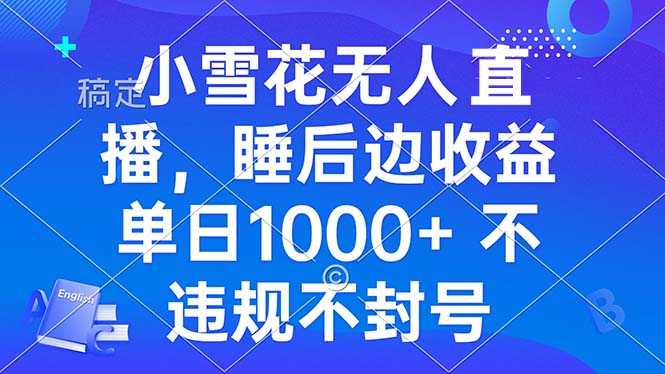 小雪花无人直播 睡后收益单日1000+ 零粉丝新号开播 不违规 看完就会-资源宝库