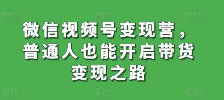 微信视频号变现营，普通人也能开启带货变现之路-资源宝库
