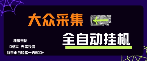 大众采集全自动玩法,新手小白轻松一天5张+,操作简单零成本【揭秘】-资源宝库
