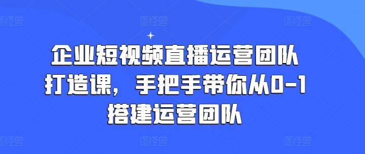 企业短视频直播运营团队打造课，手把手带你从0-1搭建运营团队-资源宝库