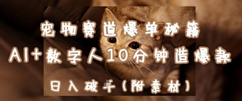 宠物赛道爆单秘籍：AI+数字人10分钟造爆款，日入1k-资源宝库