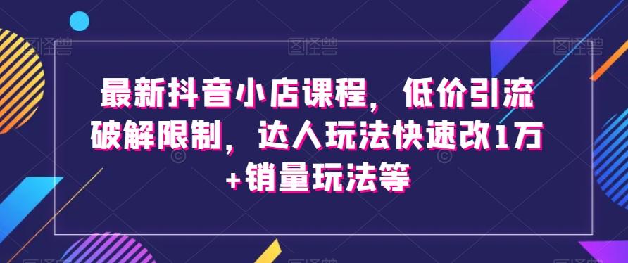最新抖音小店课程，低价引流破解限制，达人玩法快速改1万+销量玩法等-资源宝库