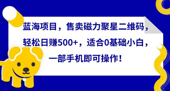 蓝海项目，售卖磁力聚星二维码，轻松日赚500+，适合0基础小白，一部手机即可操作【揭秘】-资源宝库