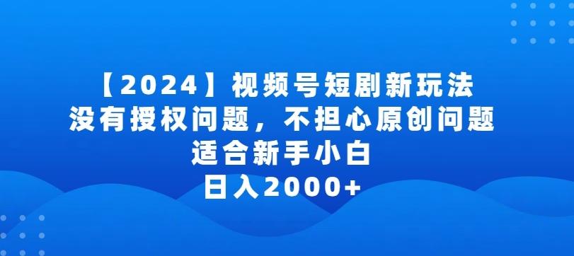 2024视频号短剧玩法，没有授权问题，不担心原创问题，适合新手小白，日入2000+【揭秘】-资源宝库