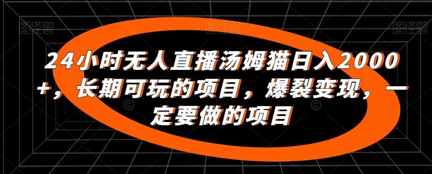 24小时无人直播汤姆猫日入2000+，长期可玩的项目，爆裂变现，一定要做的项目【揭秘】-资源宝库