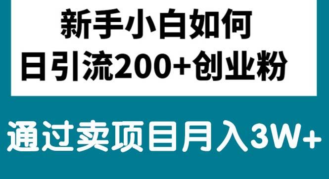新手小白日引流200+创业粉,通过卖项目月入3W+-资源宝库