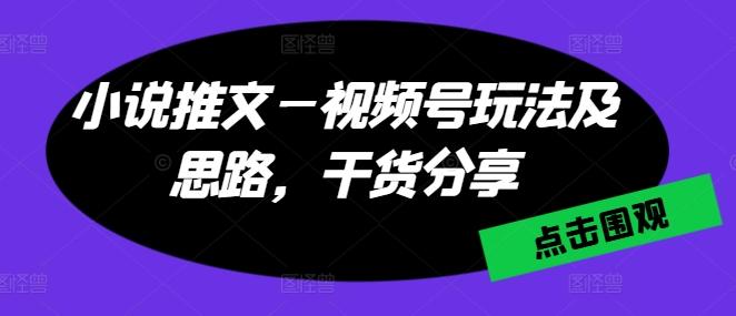 小说推文—视频号玩法及思路，干货分享-资源宝库