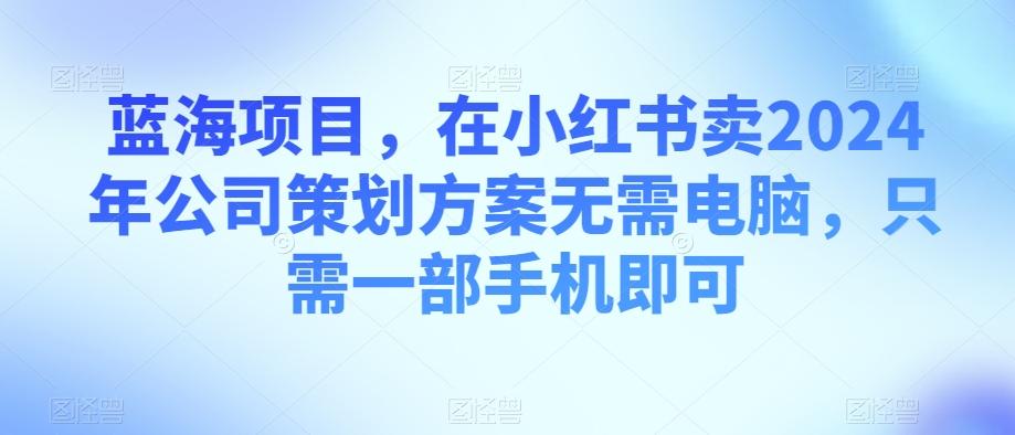 蓝海项目，在小红书卖2024年公司策划方案无需电脑，只需一部手机即可-资源宝库