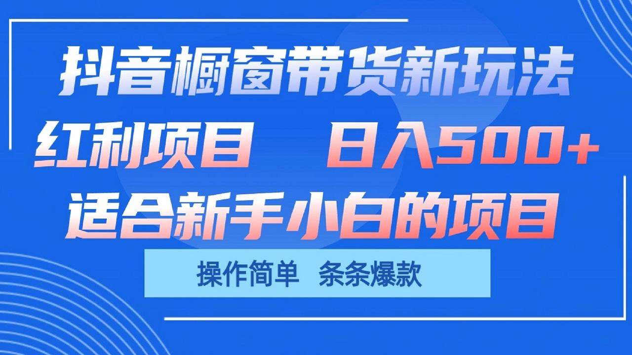 抖音橱窗带货新玩法,单日收益500+,操作简单,条条爆款-资源宝库