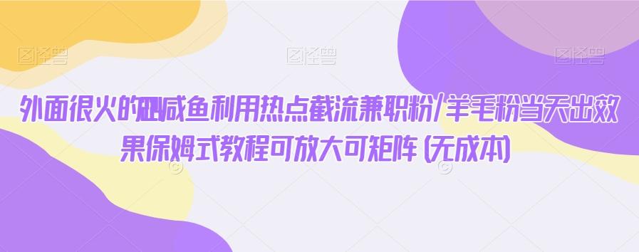外面很火的2024咸鱼利用热点截流兼职粉/羊毛粉当天出效果保姆式教程可放大可矩阵(无成本)-资源宝库