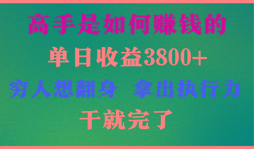 高手是如何赚钱的，每天收益3800+，你不知道的秘密，小白上手快，月收益12W+-资源宝库