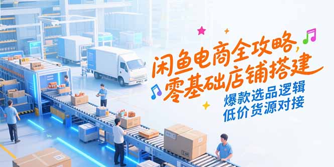 闲鱼电商全攻略,零基础店铺搭建,爆款选品逻辑,低价货源对接-资源宝库