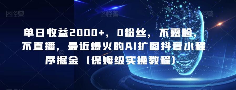 单日收益2000+，0粉丝，不露脸，不直播，最近爆火的AI扩图抖音小程序掘金（保姆级实操教程）-资源宝库