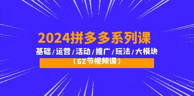 (10019期)2024拼多多系列课：基础/运营/活动/推广/玩法/大模块(62节视频课)-资源宝库