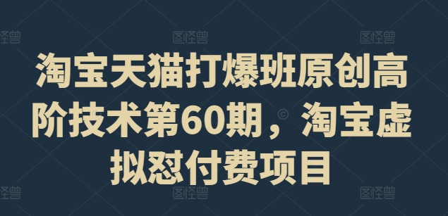 淘宝天猫打爆班原创高阶技术第60期，淘宝虚拟怼付费项目-资源宝库