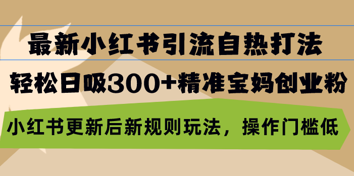 最新小红书引流自热打法，轻松日吸300+精准宝妈创业粉，小红书更新后新...-资源宝库