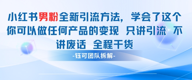 小红书男粉引流 学会了这个变现很容易,不讲废话全程针对男人的打法 全程干货-资源宝库