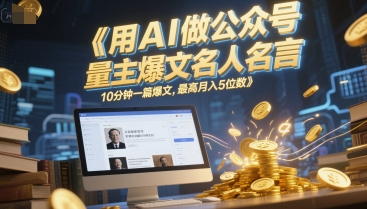 用AI做公众号流量主爆文名人名言,10分钟一篇爆文,最高月入5位数-资源宝库