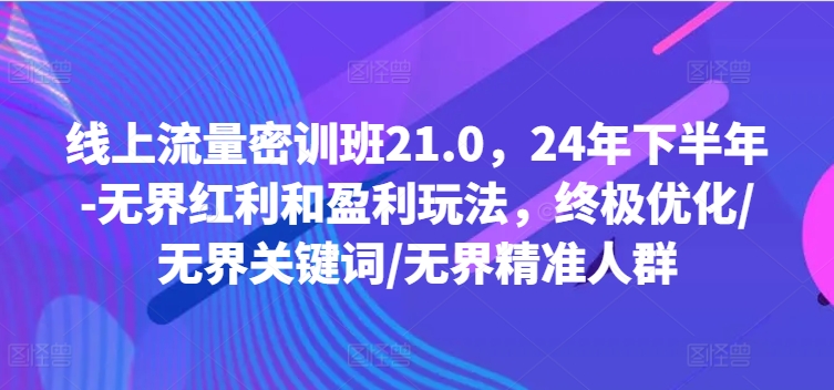 线上流量密训班21.0，24年下半年-无界红利和盈利玩法，终极优化/无界关键词/无界精准人群-资源宝库