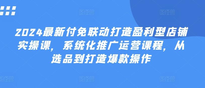 2024最新付免联动打造盈利型店铺实操课，​系统化推广运营课程，从选品到打造爆款操作-资源宝库