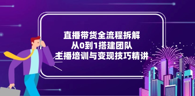 直播带货全流程拆解：从0到1搭建团队，主播培训与变现技巧精讲-资源宝库
