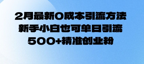 2月最新0成本引流方法，新手小白也可单日引流500+精准创业粉-资源宝库