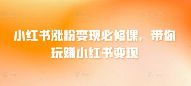 小红书涨粉变现必修课，带你玩赚小红书变现-资源宝库
