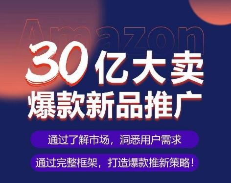 亚马逊·30亿大卖爆款新品推广，可复制、全程案例实操的爆款推新SOP-资源宝库