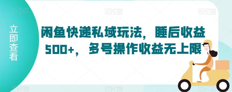 闲鱼快递私域玩法，睡后收益500+，多号操作收益无上限【揭秘】-资源宝库