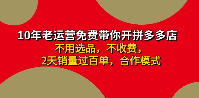 拼多多 最新合作开店日收4000+两天销量过百单，无学费、老运营代操作、…-资源宝库