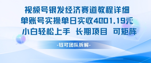 视频号银发经济赛道单账号实操单日实收1k+，小白轻松上手长期项目-资源宝库