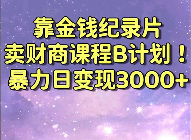 靠金钱纪录片卖财商课程B计划！暴力日变现3000+，喂饭式干货教程！-资源宝库