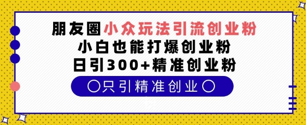 朋友圈小众玩法引流创业粉，小白也能打爆创业粉，日引300+精准创业粉【揭秘】-资源宝库