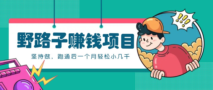 一个人就能操作的野路子赚钱项目，零成本零门槛坚持做，跑通后一个月小几千！-资源宝库