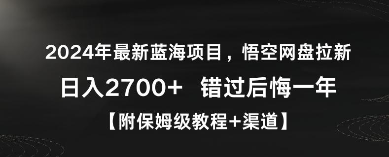 2024年最新蓝海项目，悟空网盘拉新，日入2700+错过后悔一年【附保姆级教程+渠道】【揭秘】-资源宝库
