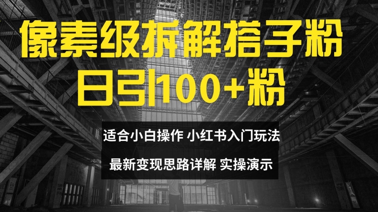 像素级拆解搭子粉，日引100+，小白看完可上手，最新变现思路详解【揭秘】-资源宝库